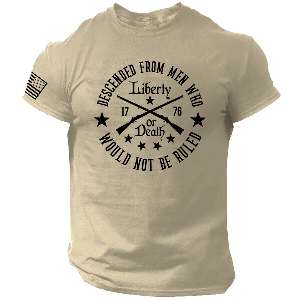 Liberty or Death Graphic Short Sleeve T-Shirt - Beige